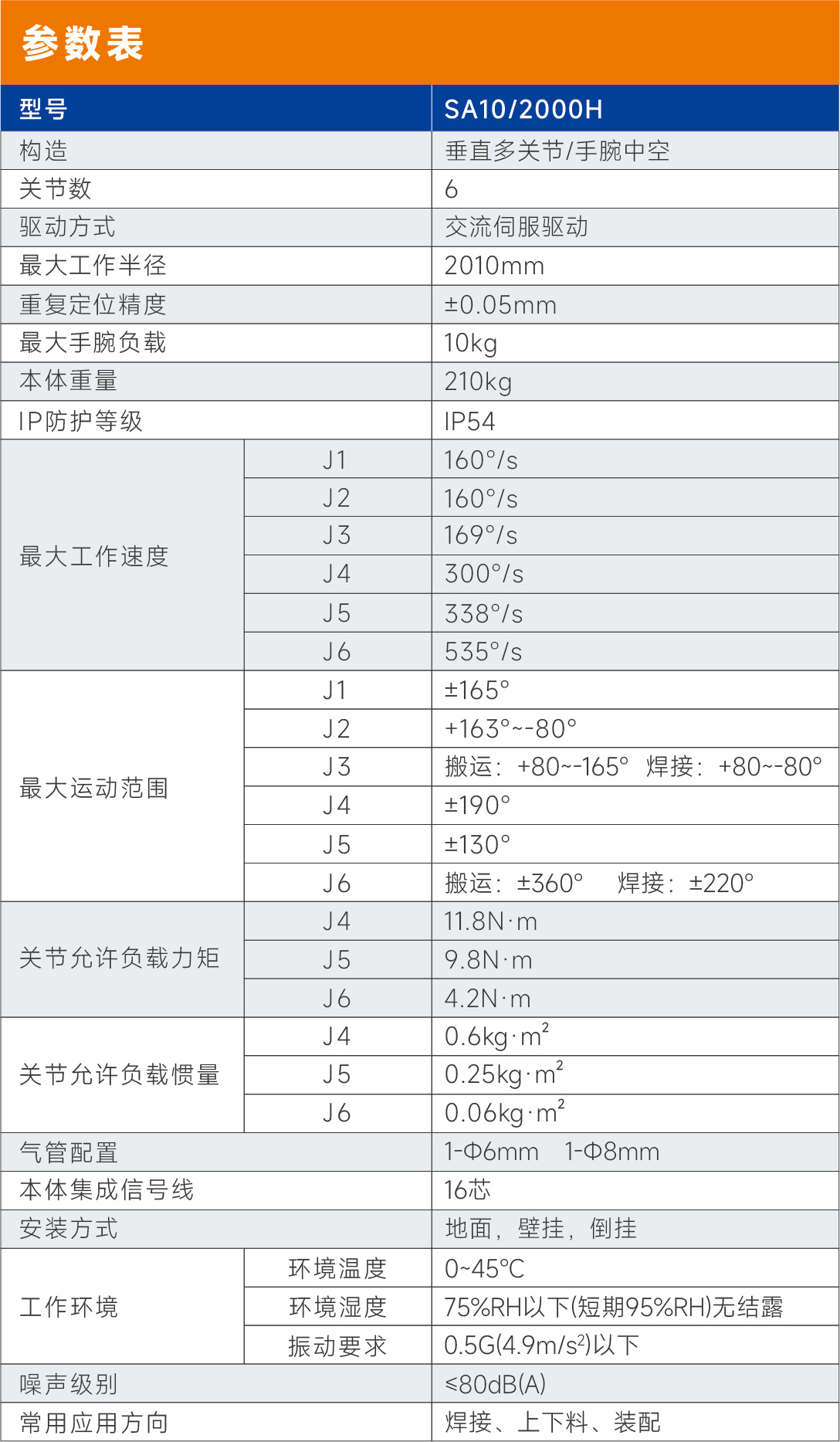 新时达SA10/2000H焊接机器人